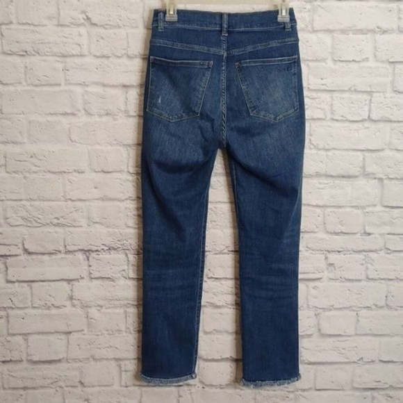 DL1961 Mara High Rise Instasculpt Ankle Straight Jeans Distressed Raw Hem 27 - Picture 5 of 5